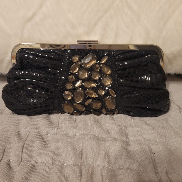 Chic Black Gemstone Clutch - Picture 1 of 10